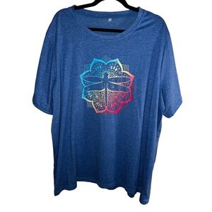 BLUE DRAGONFLY VIBRANT MANDALA DESIGN TEE